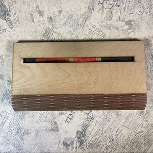 NWT Samsaara Mod Hex Birch Wood Clutch Purse Geometric Minaudiere Statement Bag